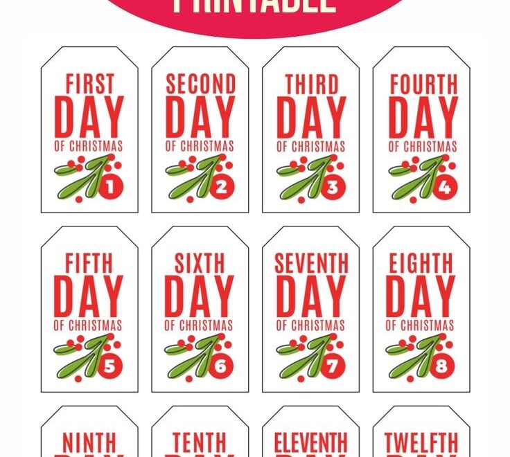 12 Days Of Christmas Tags Free 15 Free PDF Printables Printablee