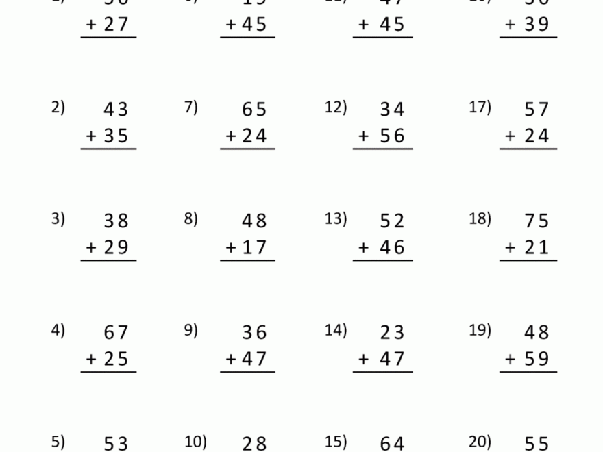 2 Digit Addition Worksheets