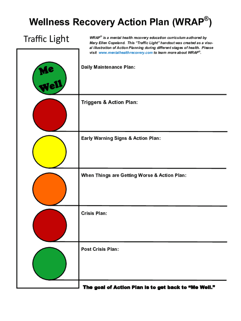 2019 2025 Form Wellness Recovery Action Plan WRAP Traffic Light Fill Online Printable Fillable Blank PdfFiller