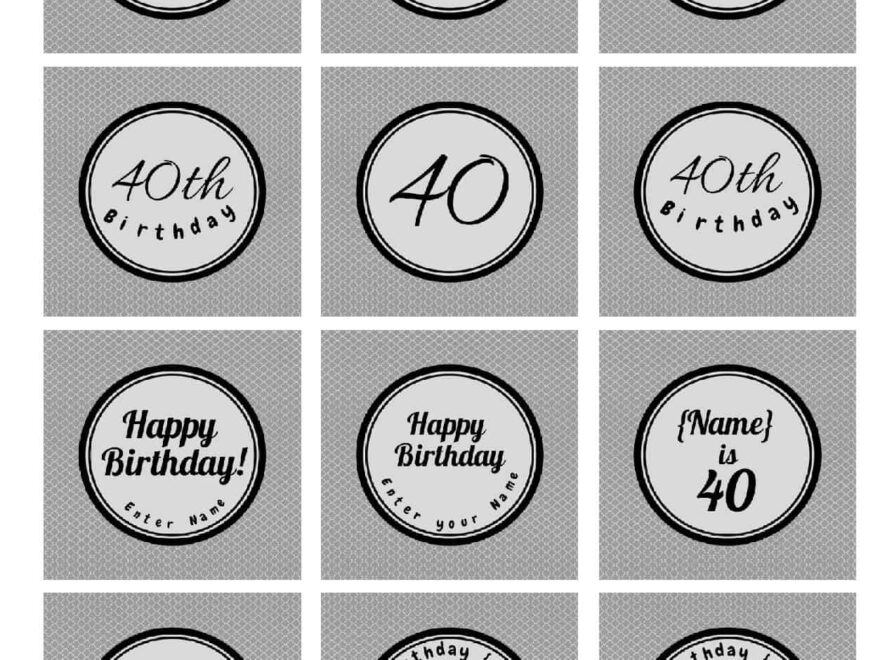 40th Birthday Cupcake Toppers Free Customizable