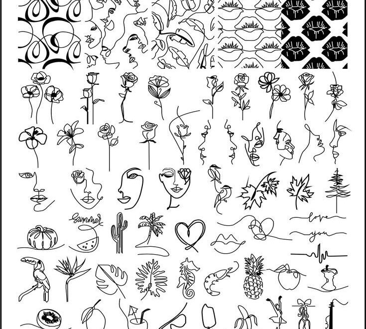 9 5X15 Abstract Woman Face Nail Stamping Plates Image Painting Nail Art Stencil Printable Nail Art Practice Sheet Nail Art Stencils Nail Art Stamping Plates