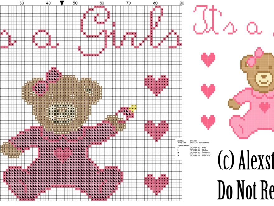 Baby Bear Onesie It S A Girls Birth Record Free Cross Stitch Pattern Free Cross Stitch Patterns By Alex