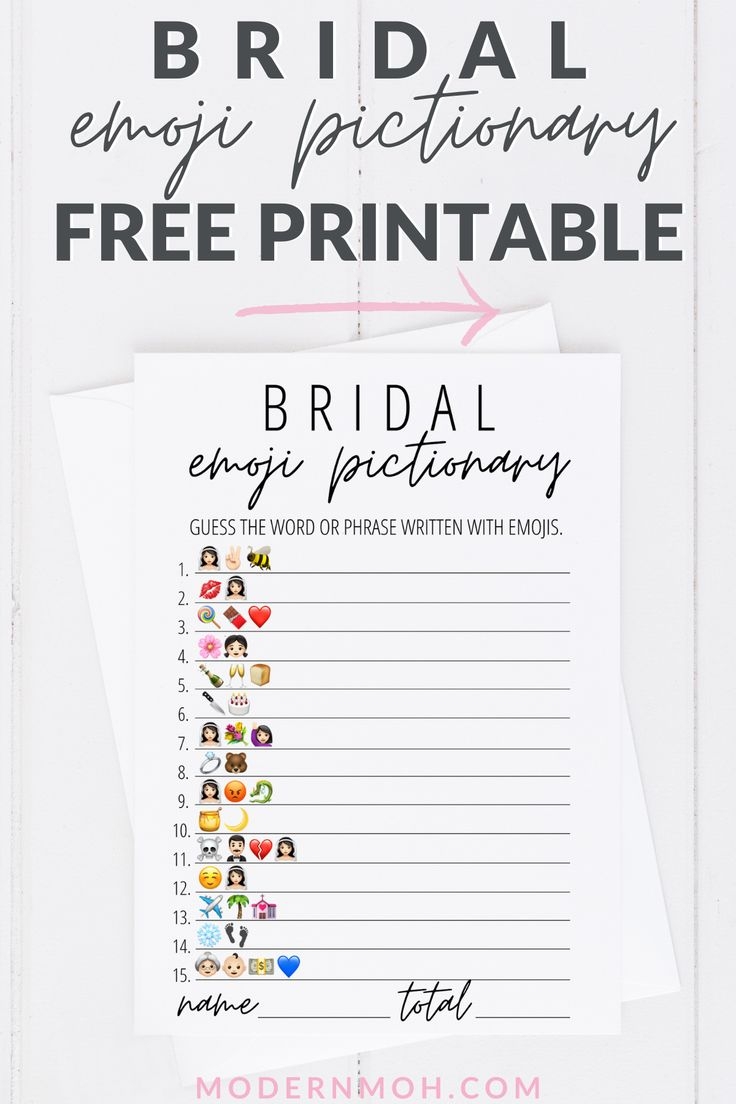 Free Printable Bridal Shower Emoji Game