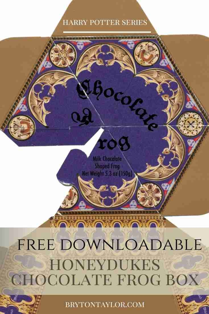 Chocolate Frog Box Template Harry Potter Hogwarts Dinner Party InLiterature