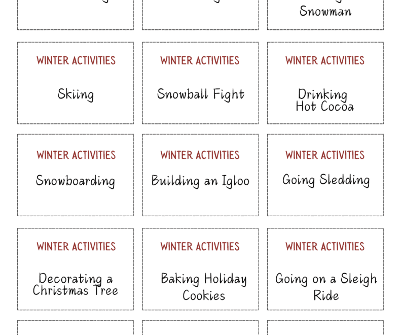 Christmas Pictionary Themed Word Lists Free Printables Once Upon A Printable