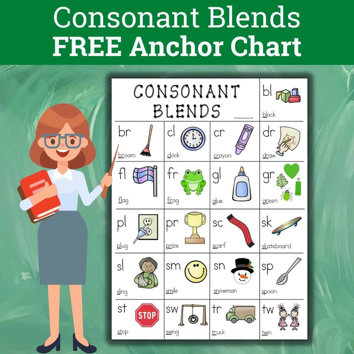 Colorful Consonant Blends Anchor Chart Free Printable Literacy Learn