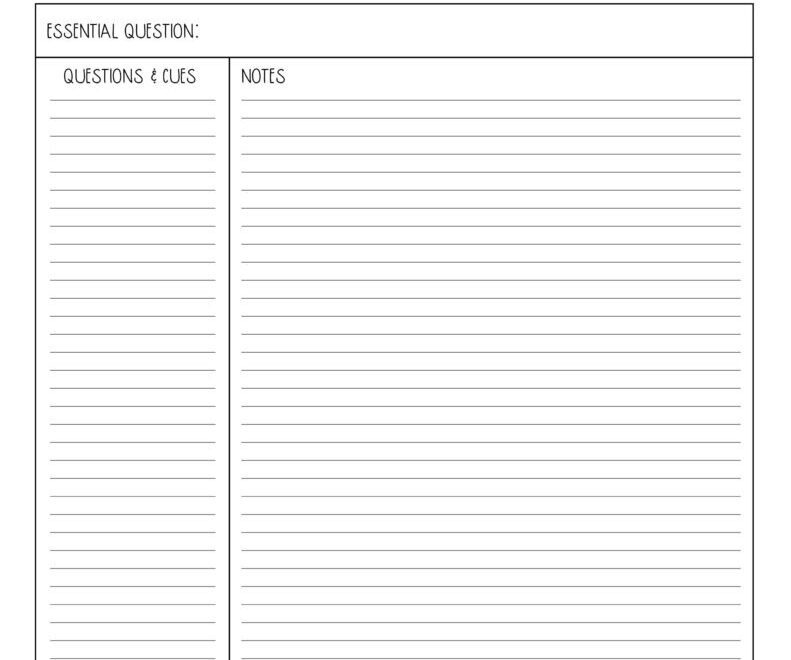 Cornell Notes Templates 15 FREE Printables Printabulls