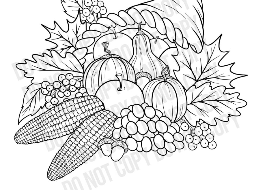 Cornucopia Printable Digital Download Activity Autumn Thanksgiving Pumpkins Corn Leaves Grapes Fall Homeschool Moms Kids Adult Etsy