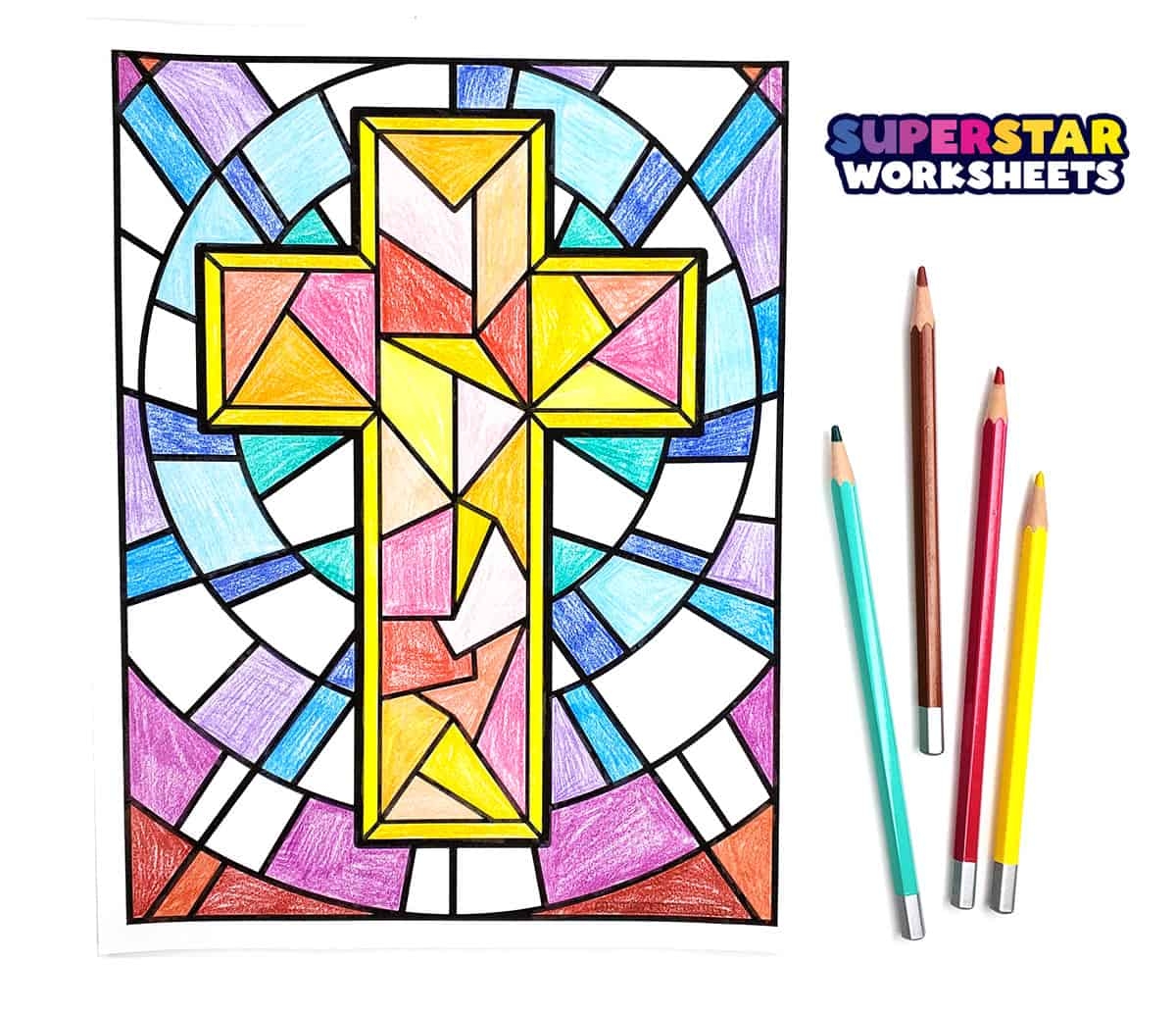 Cross Coloring Pages Superstar Worksheets