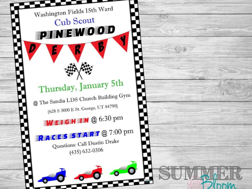 Cub Scout s Pinewood Derby Invitation Etsy