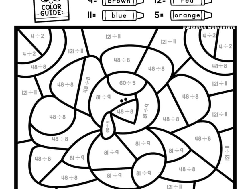 Division Color By Number Superstar Worksheets