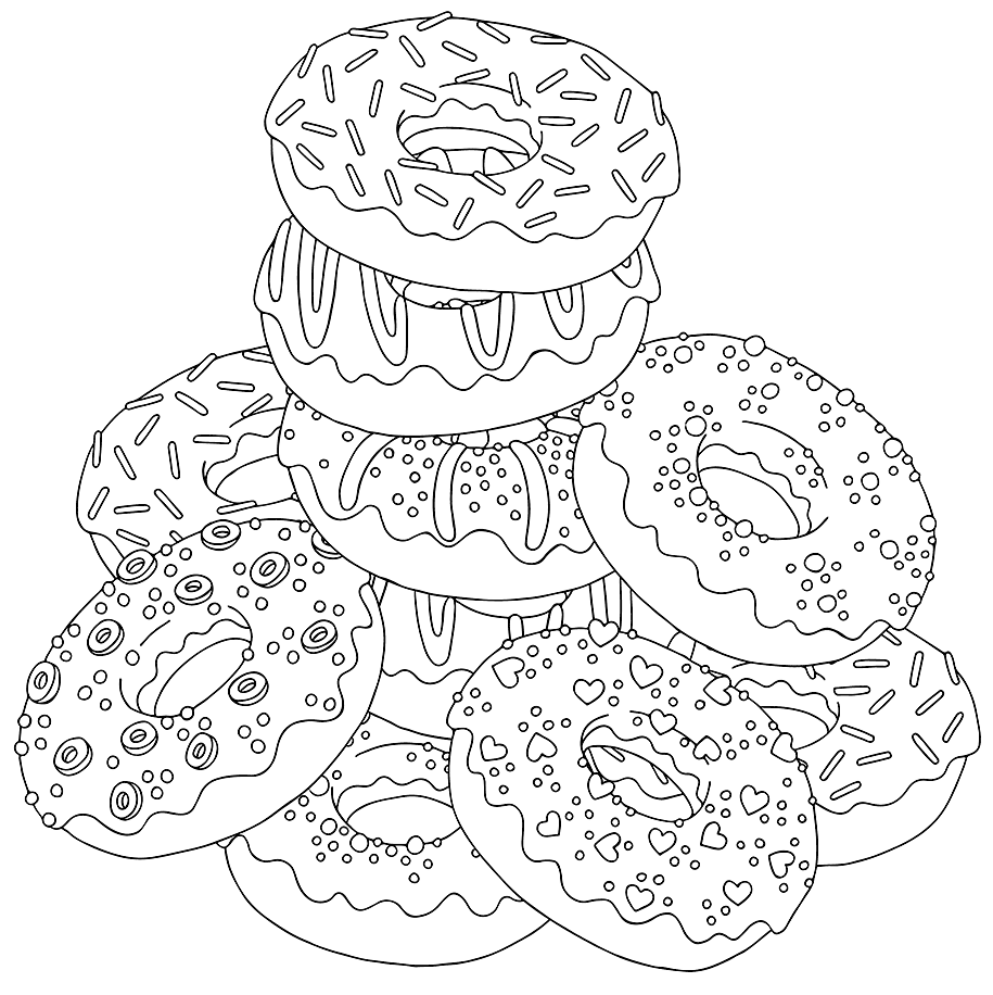 Free Printable Donut Coloring Pages
