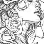 Fantasy Woman Roses Coloring Pages Free Printables