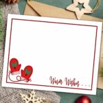 Flat Note Card Winter Mittens 1 Printable Card Set