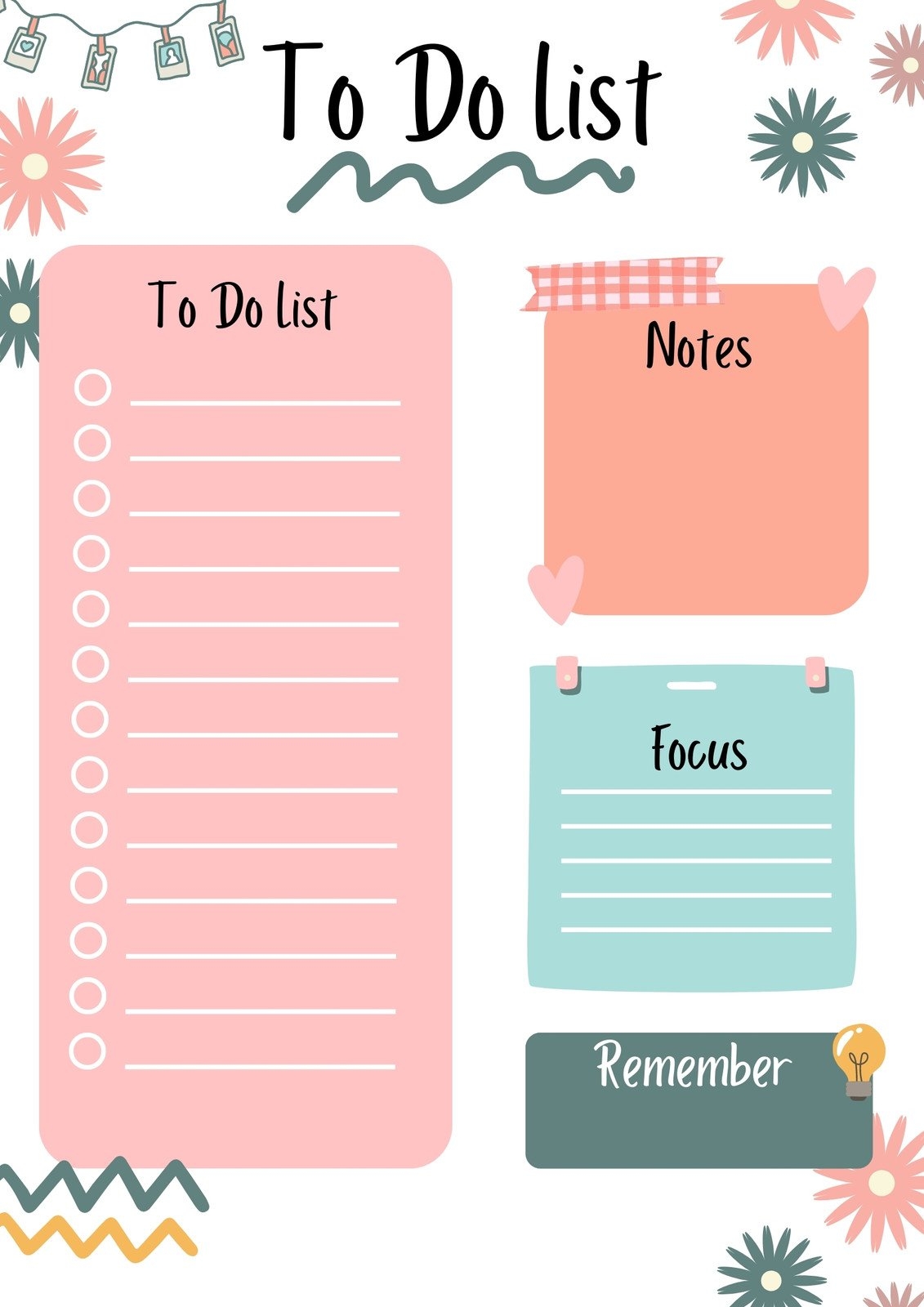 Template For Things To Do Sheet