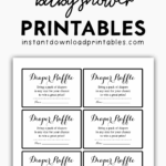 Free Baby Shower Black And White Printables Instant Download Diaper Raffle Tickets Instant Download Printables