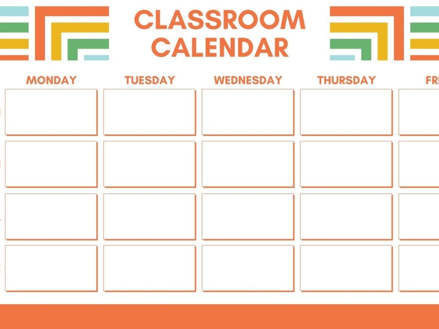 Free Custom Printable Classroom Calendar Templates Canva