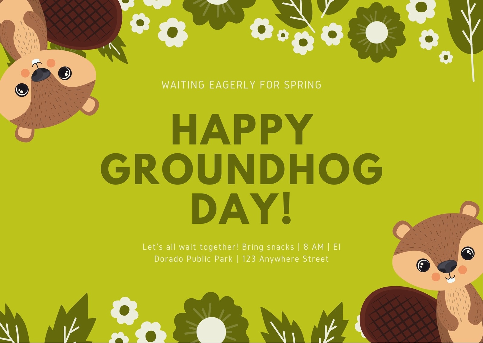 Free Custom Printable Groundhog Day Card Templates Canva