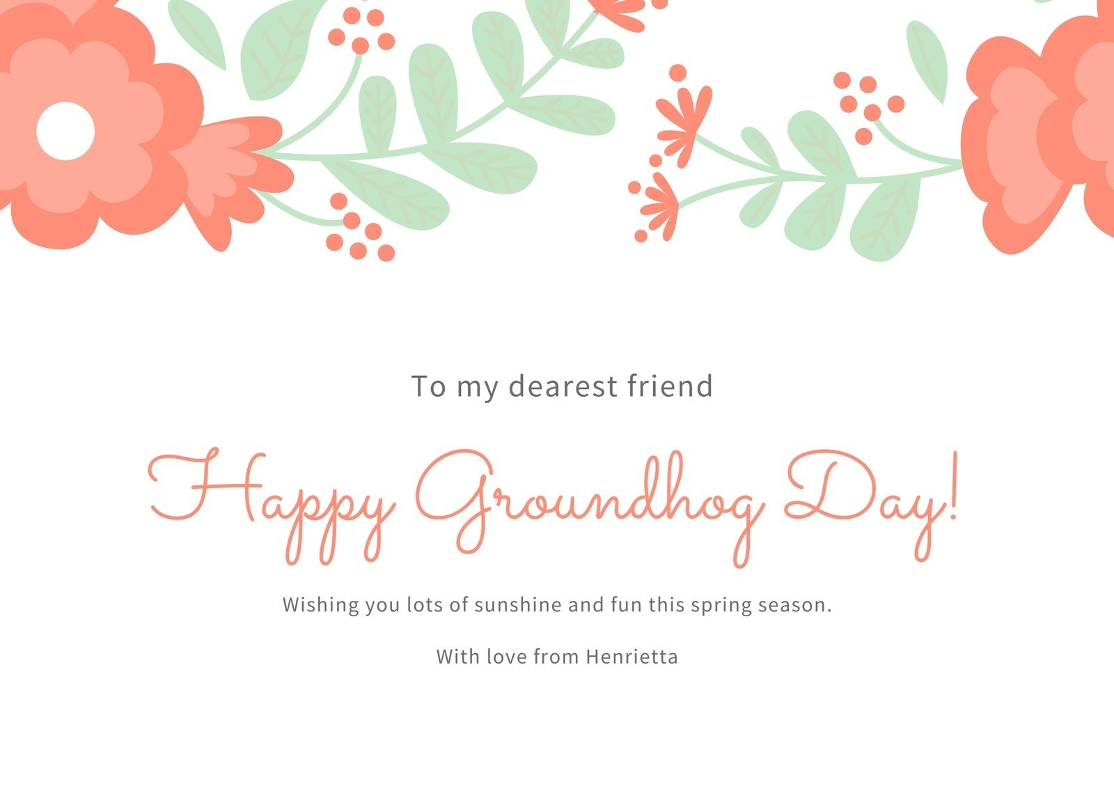 Free Printable Card For Groundhog Day