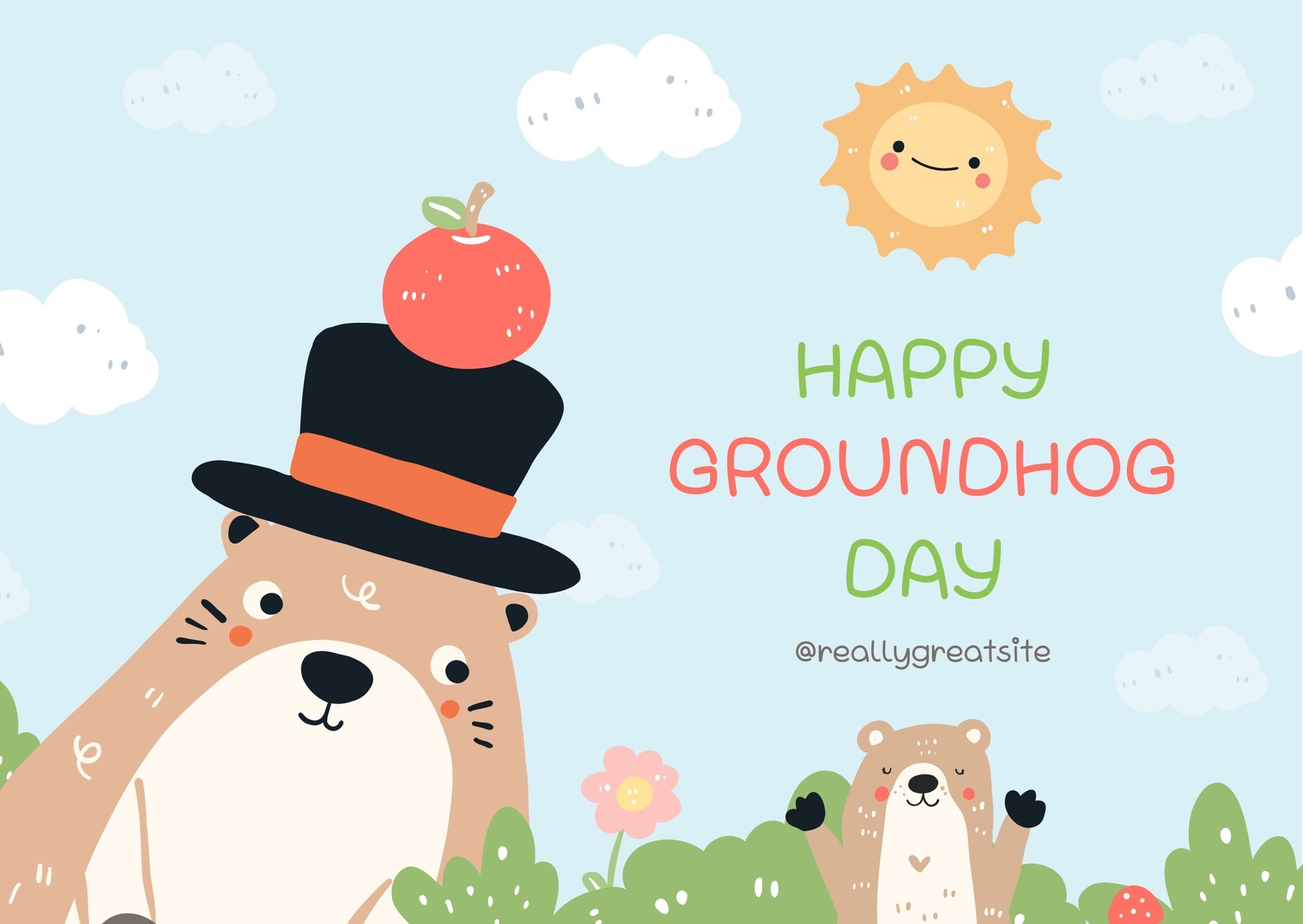 Free Custom Printable Groundhog Day Card Templates Canva