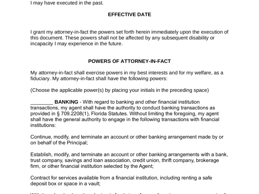 Free Florida Power Of Attorney Forms 9 Types PDF Word EForms