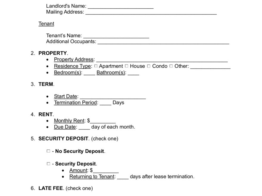 Free Month to Month Lease Agreement Template PDF Word EForms