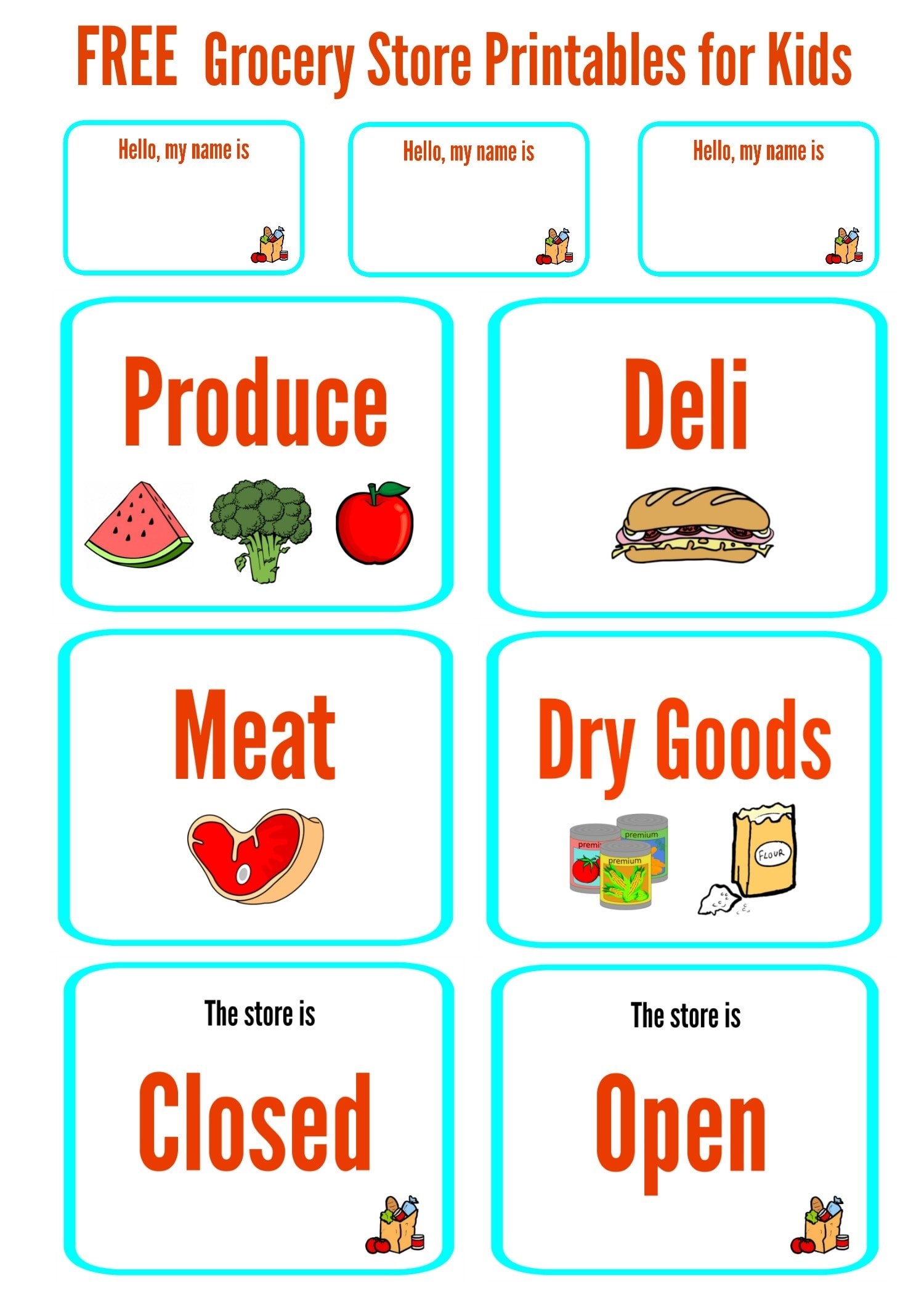 FREE Pretend Play Grocery Store Printables For Kids Make Life Lovely