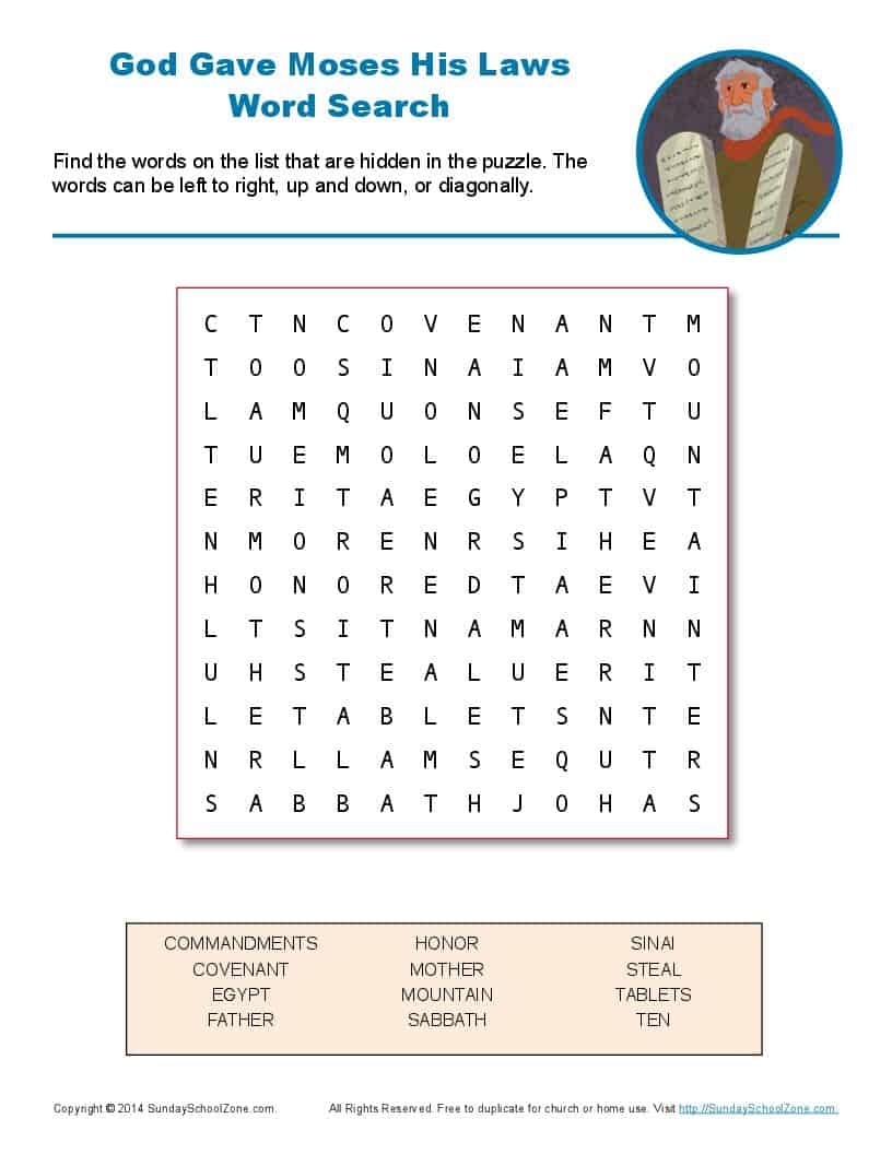 Ten Commandments Hidden Picture Free Printable