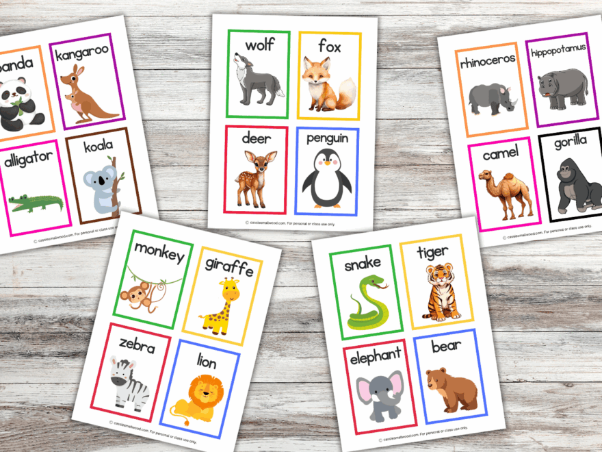 FREE Printable Animal Flash Cards For Preschool Kids Cassie Smallwood