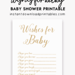 Free Printable Baby Shower White Gold Glitter Activity Wishes For Baby Instant Download Instant Download Printables