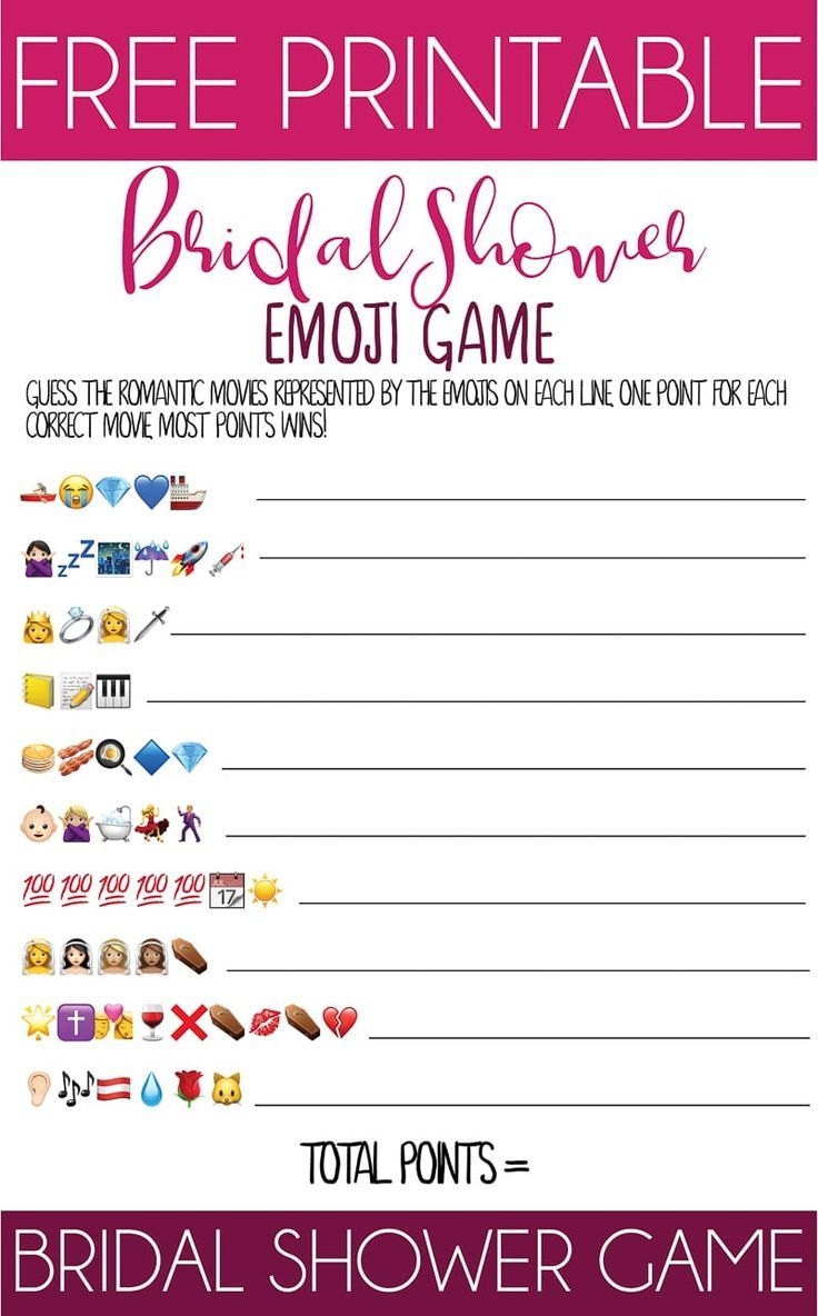 Free Printable Bridal Shower Emoji Game