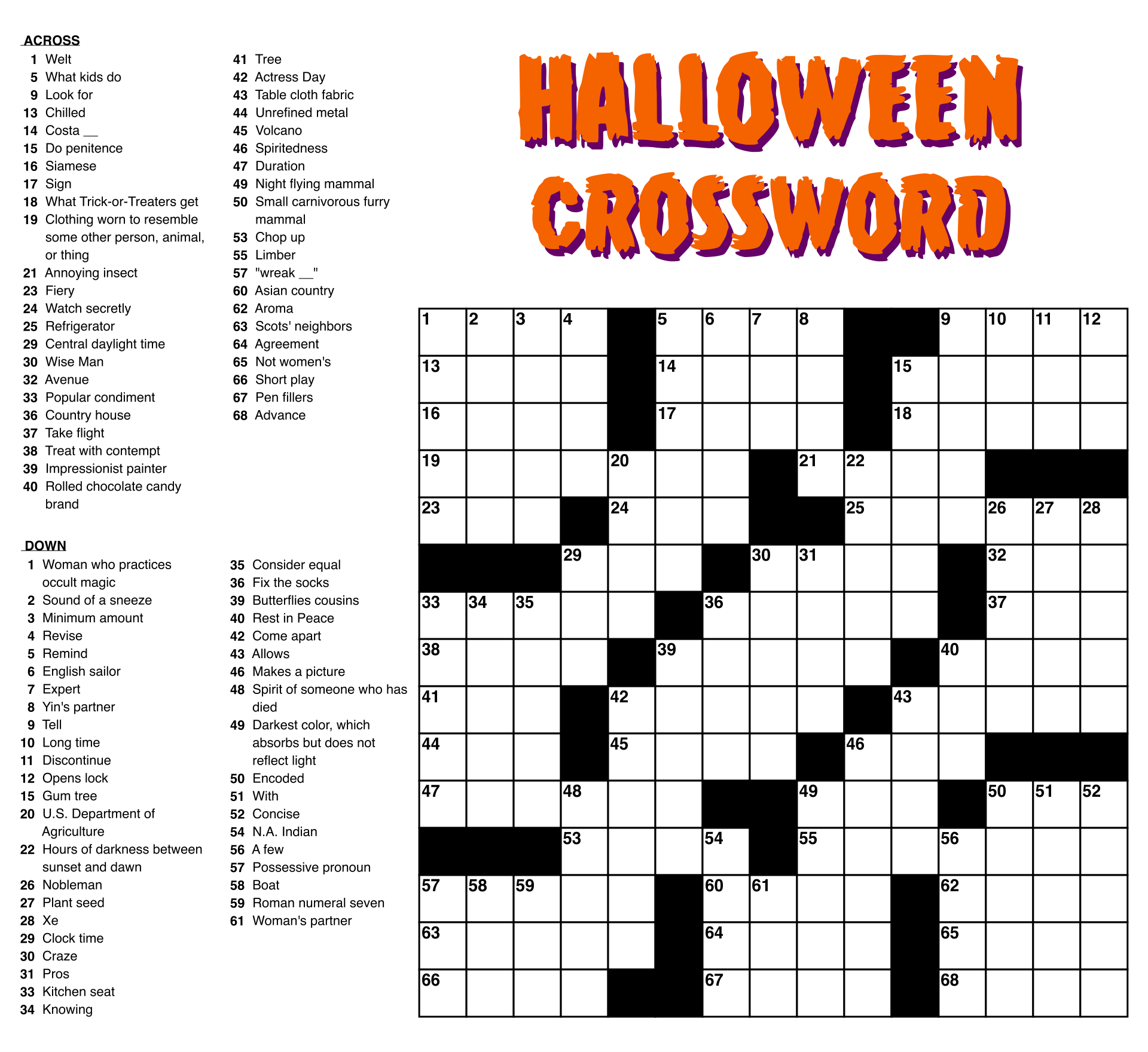 Printable Free Crossword