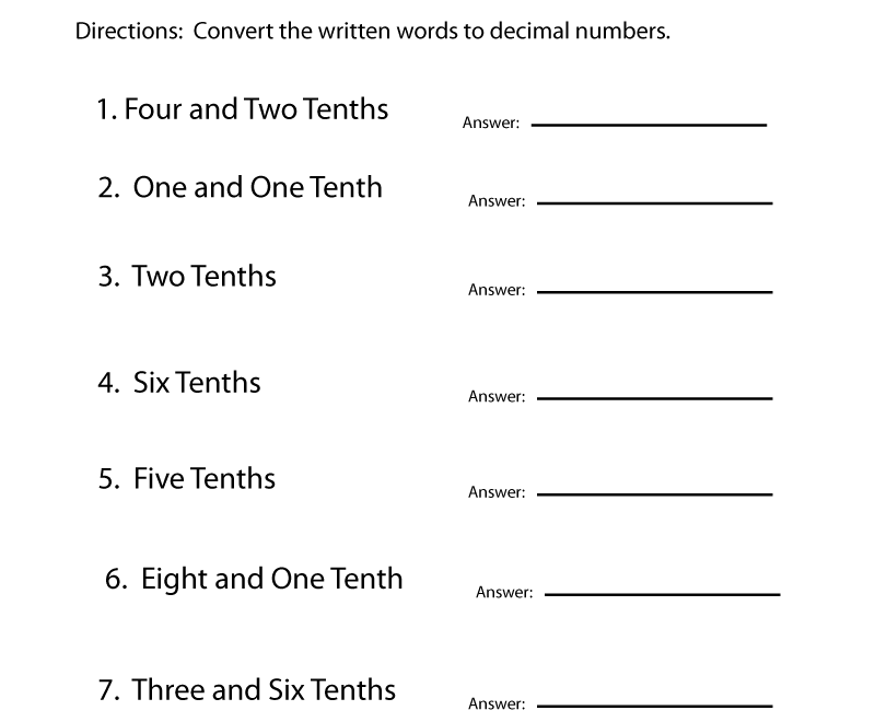 Free Printable Decimal Practice Worksheet Worksheets Library