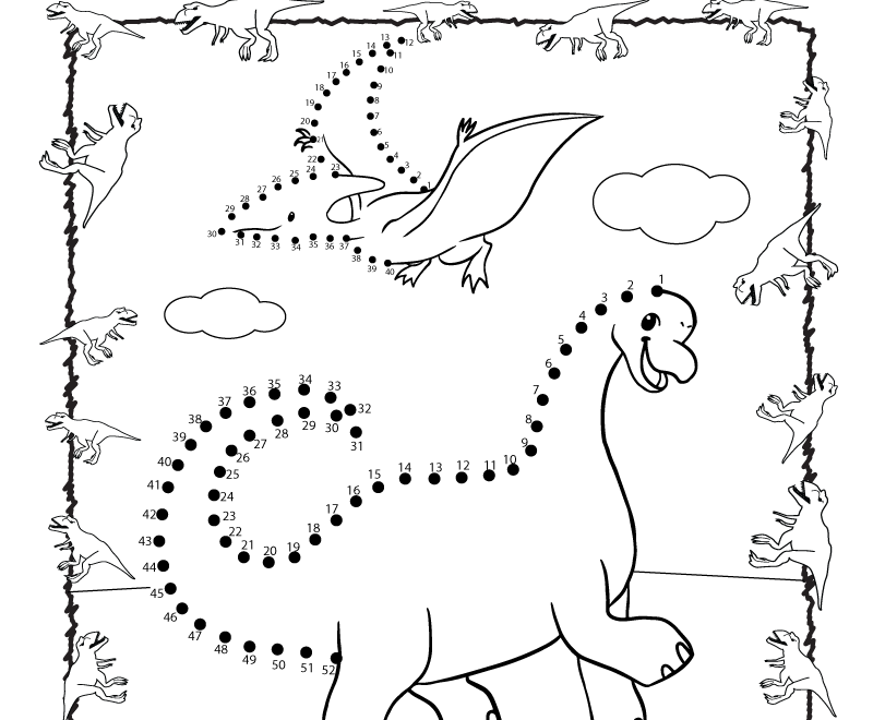 Free Printable Dinosaur Connect The Dots Worksheet