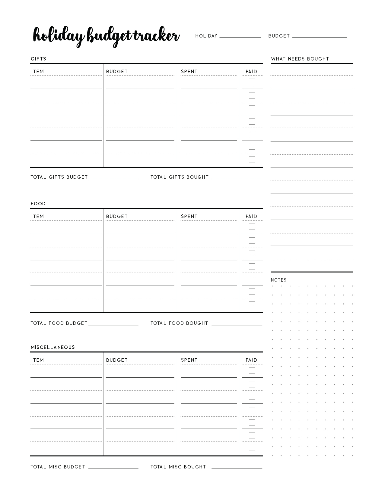 Free Printable Vacation Budget Worksheet
