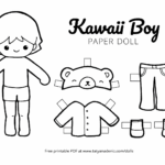 Free Printable Kawaii Paper Dolls Colouring Pages