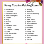 Free Printable Match The Disney Couple Game