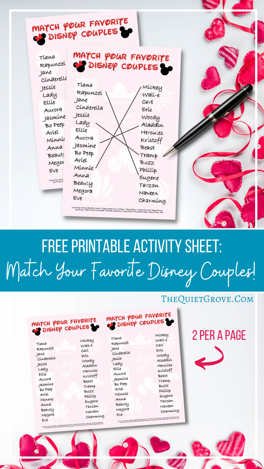 Free Disney Printable Match The Couples