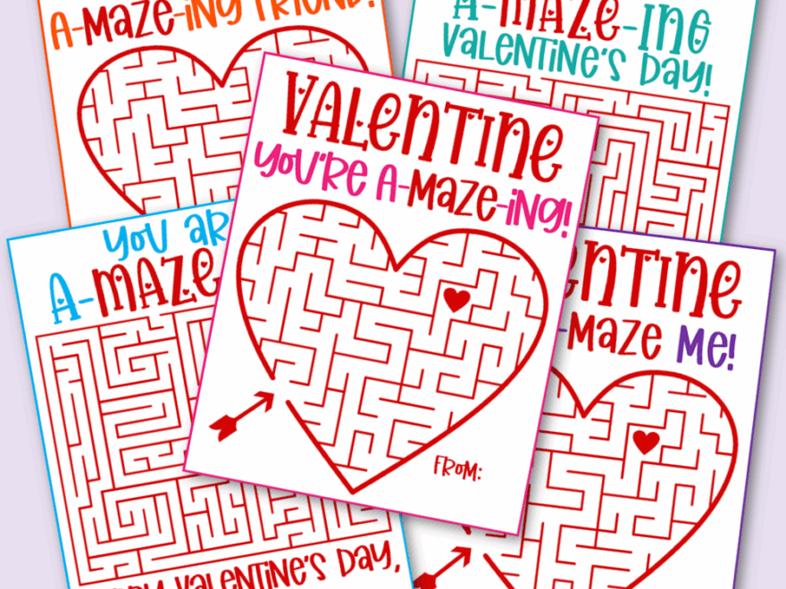 Free Printable Maze Valentine s Day Cards Kara Creates