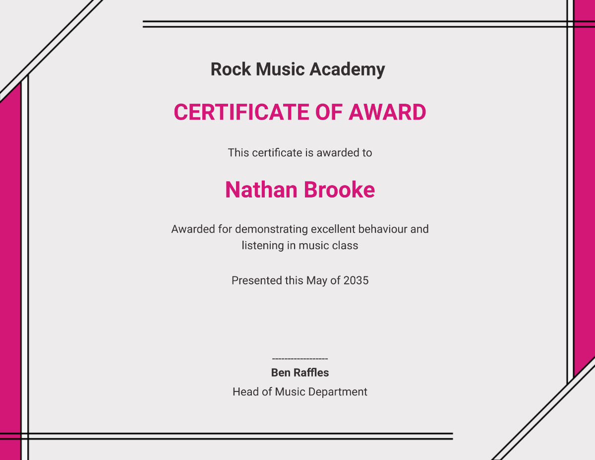 Free Printable Music Certificate Template To Edit Online