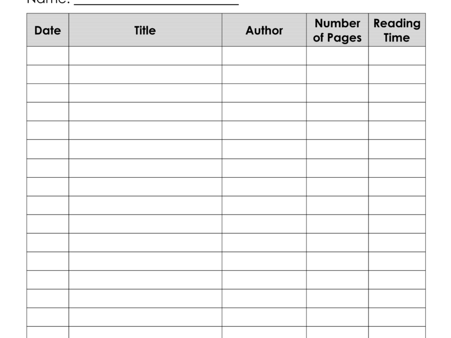 Free Printable Reading Log Template Bullet Journal Traditional