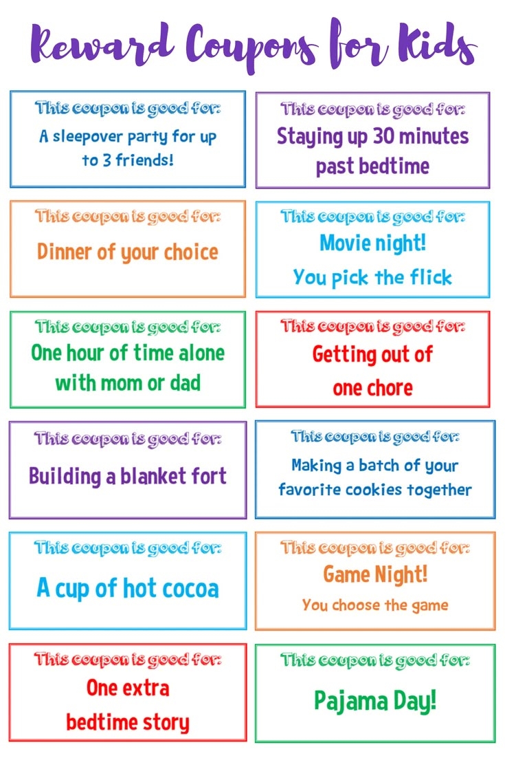 Free Printable Reward Coupons For Kids
