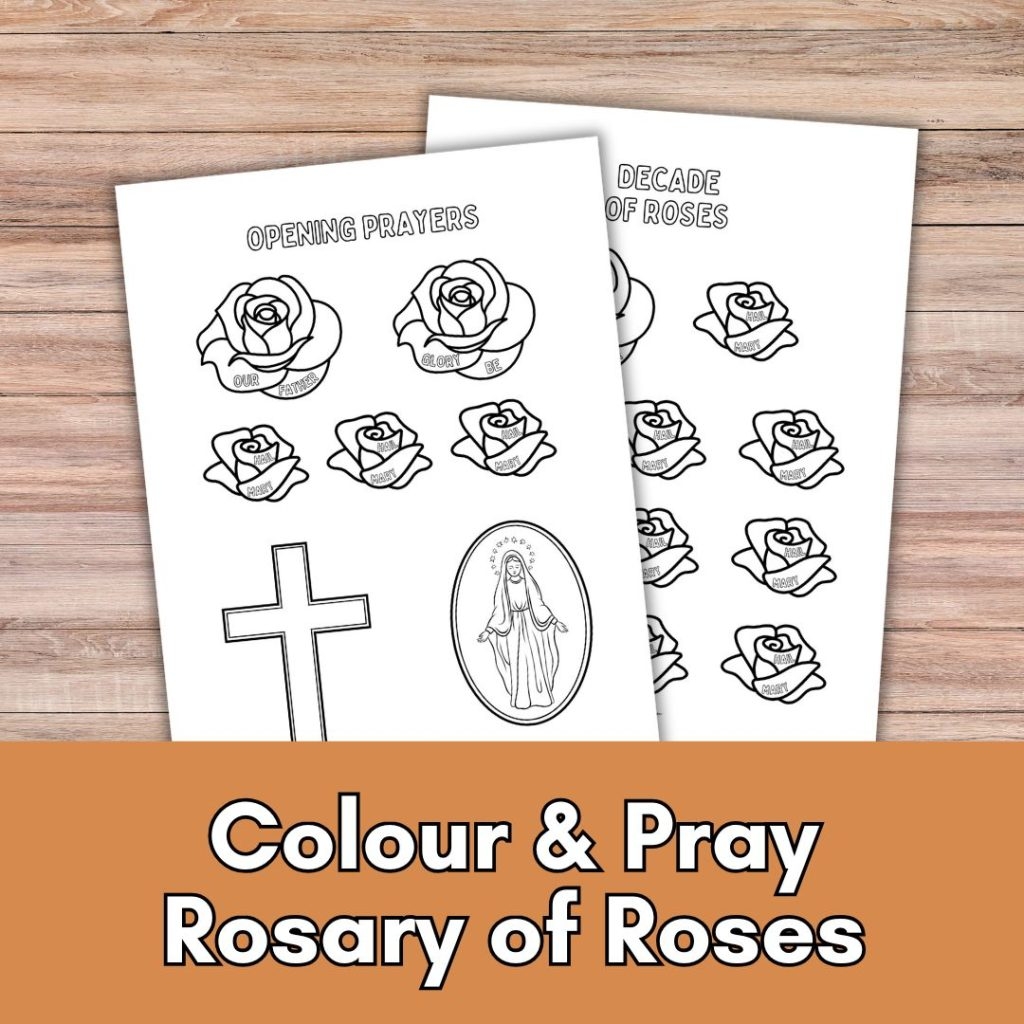 Free Printable Rosary Of Roses Colouring For Kids Kindling Wild