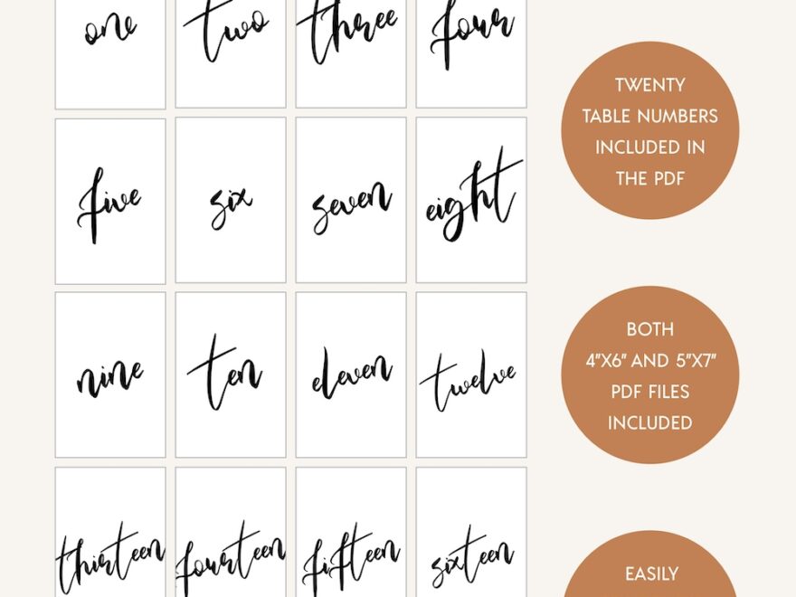 Free Printable Table Numbers For Weddings And Events