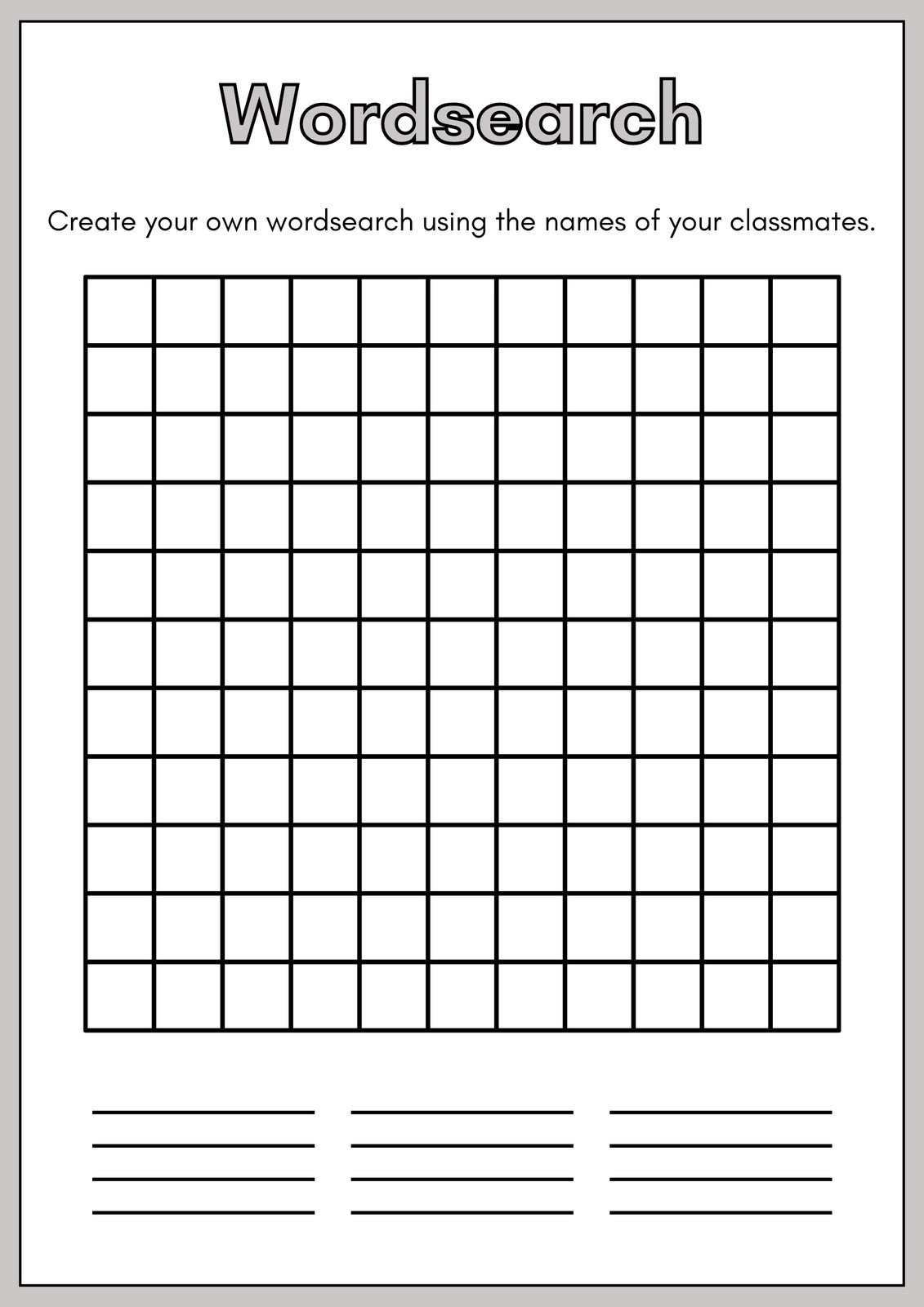 Word Search Generator Free Printable