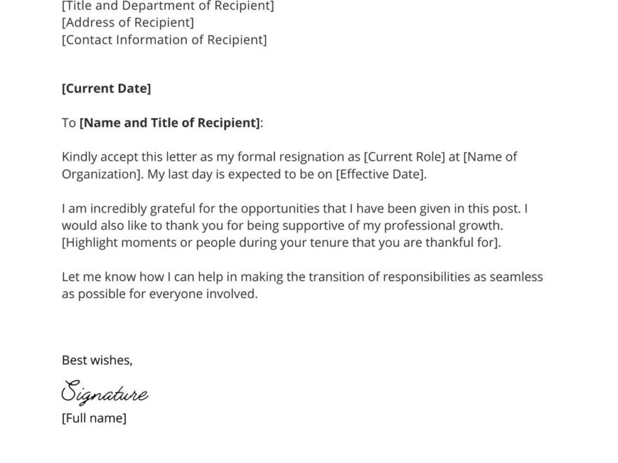 Free To Edit And Print Resignation Letter Templates Canva