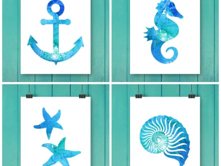 Free Watercolor Beach Printables