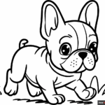 French Bulldog Puppy Running Coloring Page Easy Drawing Guides