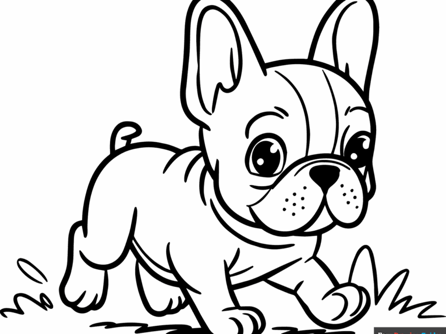 French Bulldog Puppy Running Coloring Page Easy Drawing Guides