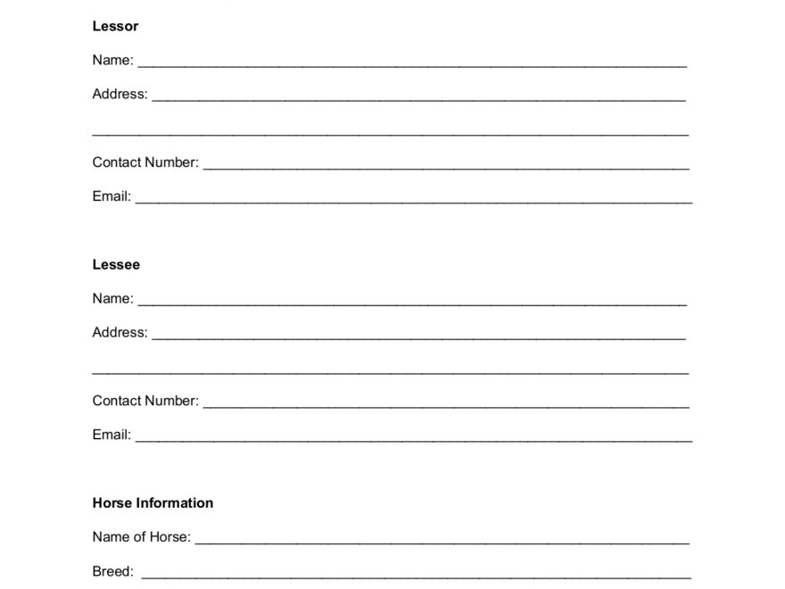 Get A Free Legally Binding Horse Lease Form PDF Lawrina